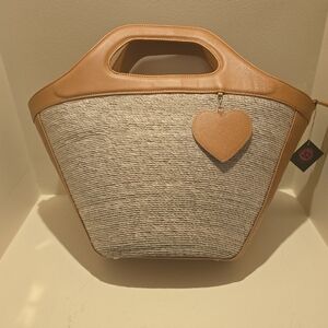 By Del Rio Gorgeous Woven Handbag With Leather  NWT